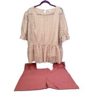 C. Est. 1946 Pink Tank with Crochet overlay & Matching Pants Size‎ See Desc.